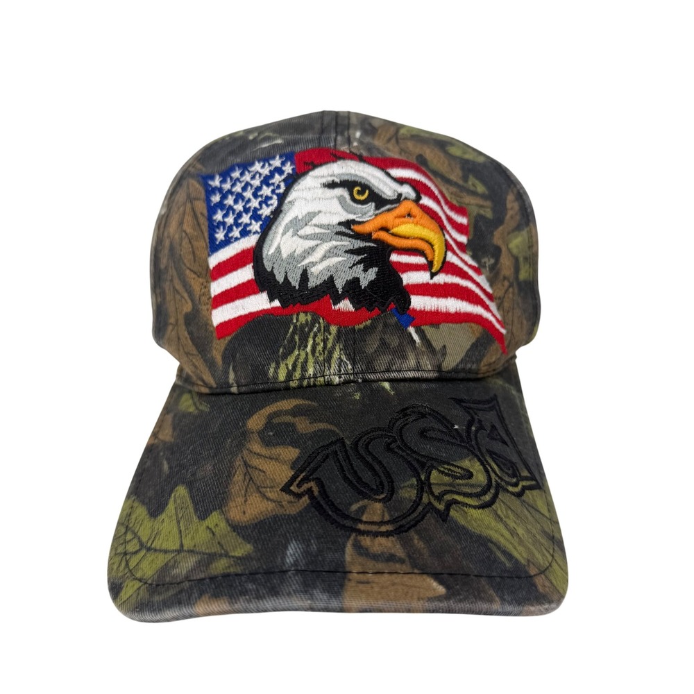 Blue Ocean Mens Camo American Flag Bald Eagle USA Embroidered Baseball Hat Cap